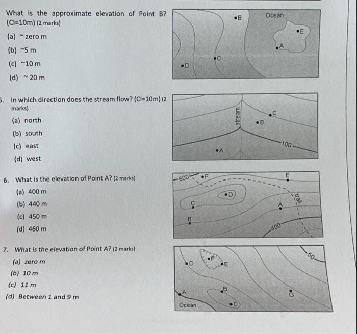 Solved What is the approximate elevation of Point B? (Cl=10 | Chegg.com