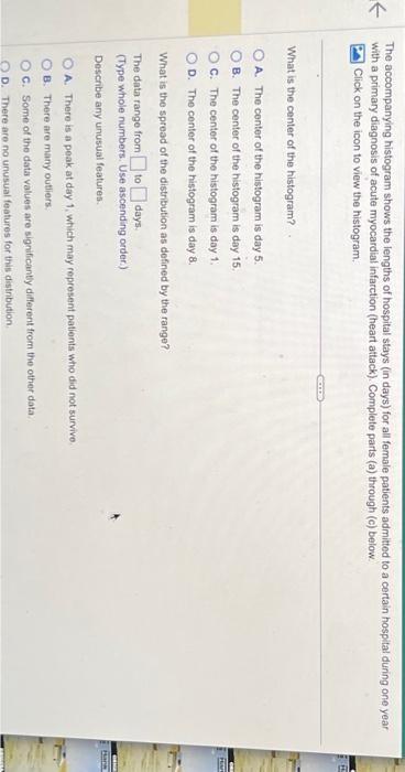 Solved Lengths of Hospital Stays c) Which summary | Chegg.com