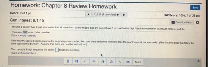 Solved Save Homework: Chapter 8 Review Homework Score: 0 of | Chegg.com