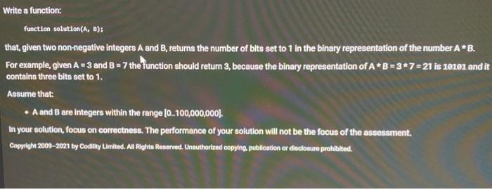 Solved Write a function: function solution(A,B): that, given | Chegg.com