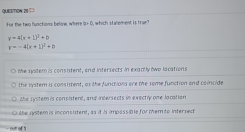 Solved QUESTION 20 For the two functions below, where b>0, | Chegg.com