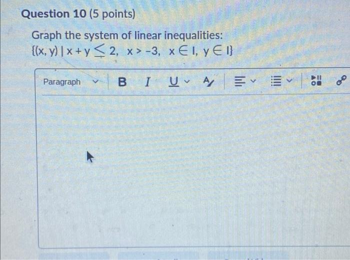 Solved Question 10 (5 points) Graph the system of linear | Chegg.com