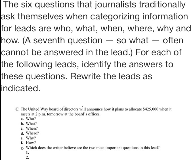The six questions that journalists traditionally ask