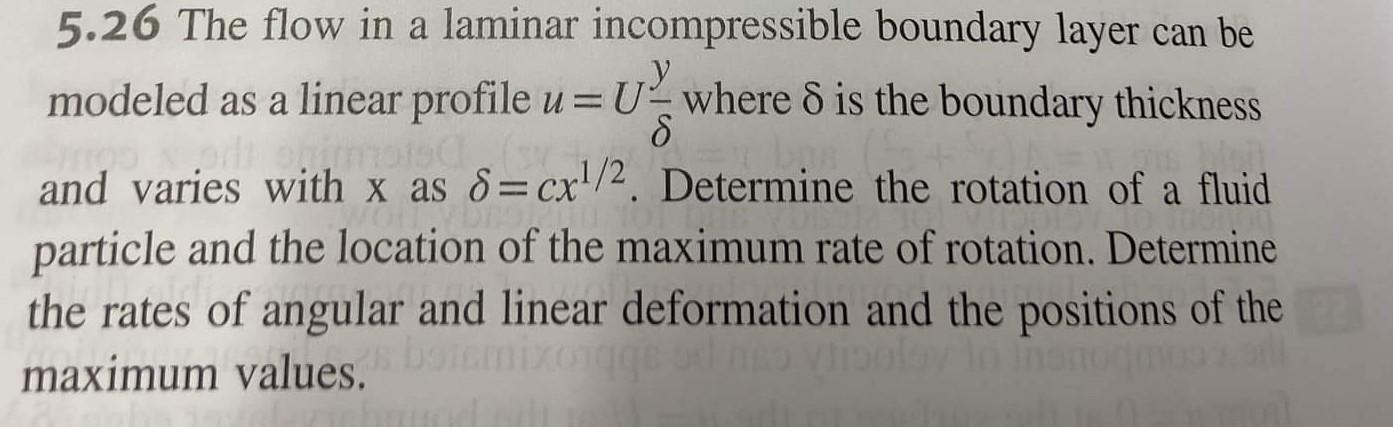 Solved 5.26 The flow in a laminar incompressible boundary | Chegg.com