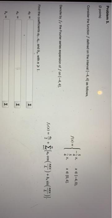 Solved Problem 5, (2 points) Consider the function defined | Chegg.com