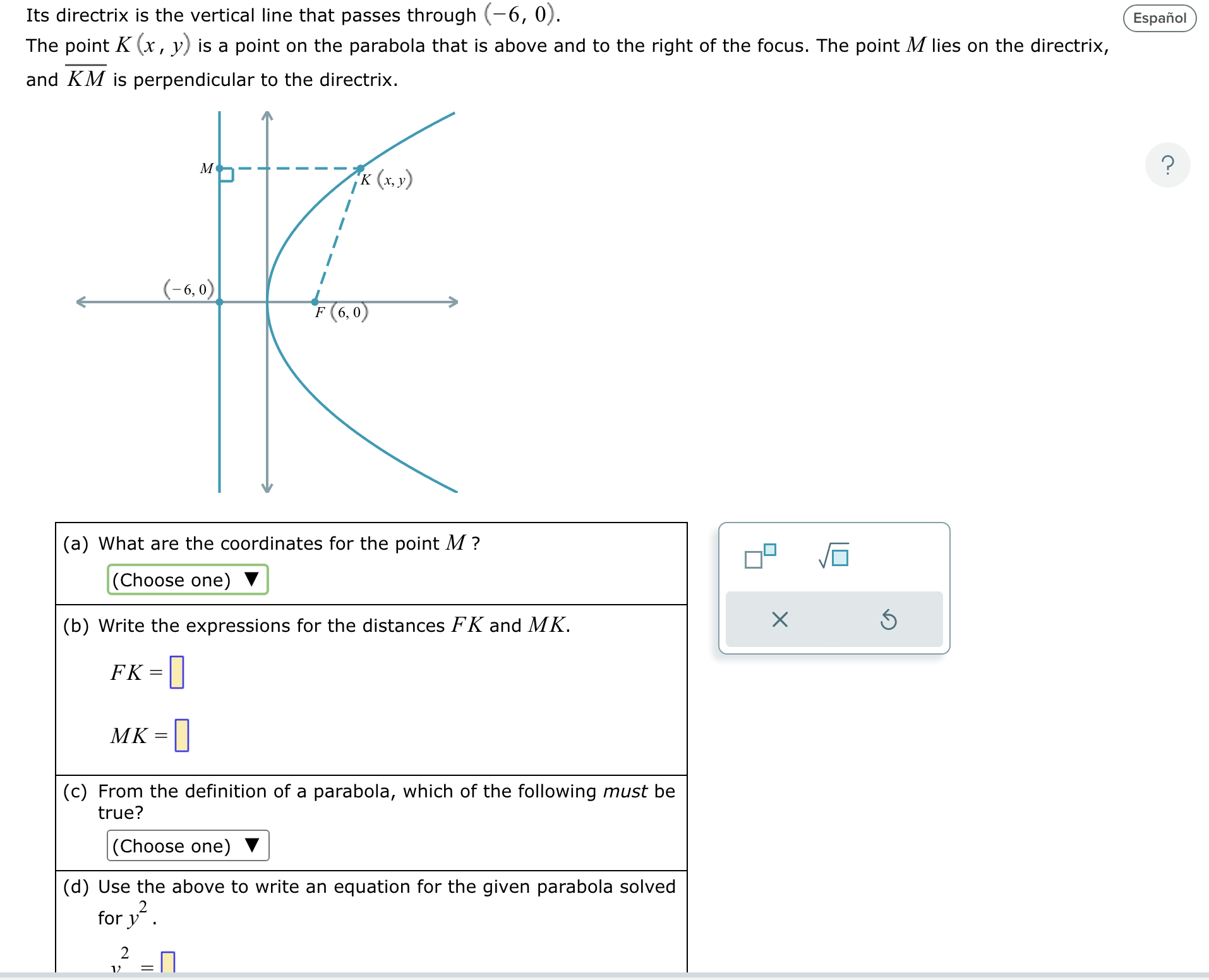 Directrix Geo Solved Its directrix is the vertical line that passes | Chegg.com