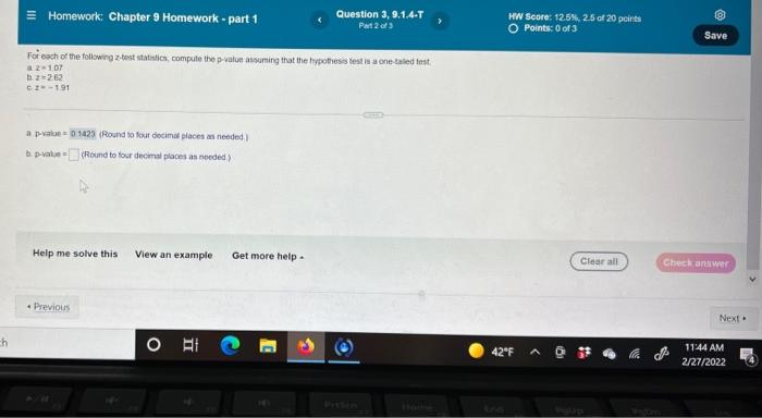 Solved = Homework: Chapter 9 Homework - part 1 Question 3, | Chegg.com