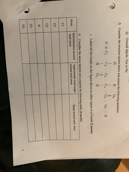 Solved: D) Complete The Table (5 Marks) Lewis Structure Of ...