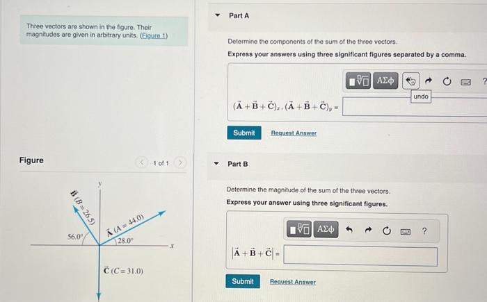 Solved Three Vectors Are Shown In The Figure. Their | Chegg.com