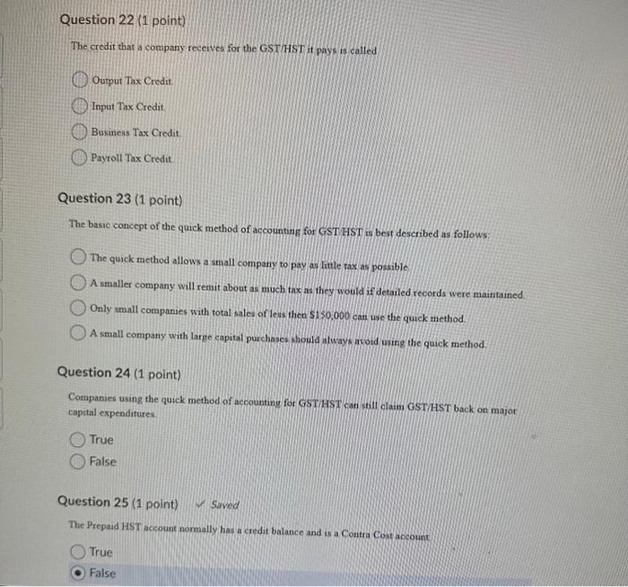 Solved The credit that a company receives for the GST/HST it | Chegg.com