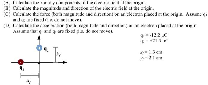 Solved (A) Calculate the x and y components of the electric | Chegg.com