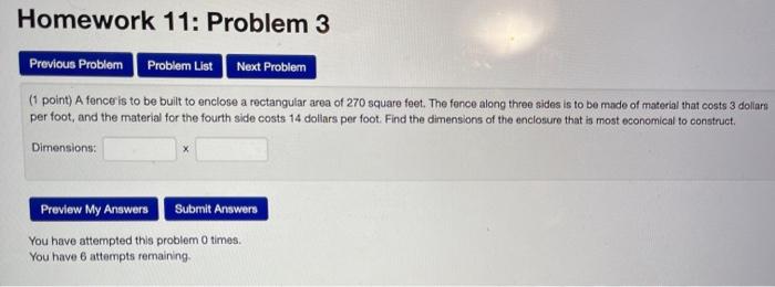 Solved Homework 11: Problem 3 Previous Problem Problem List | Chegg.com