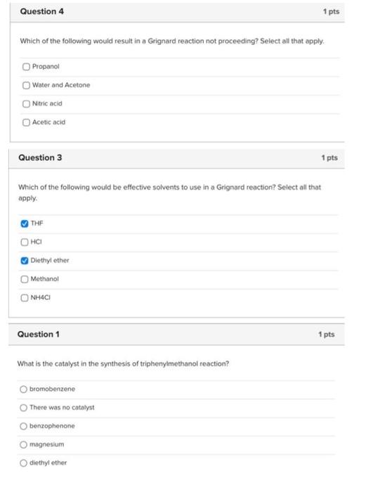 Solved Which of the following would result in a Grignard | Chegg.com