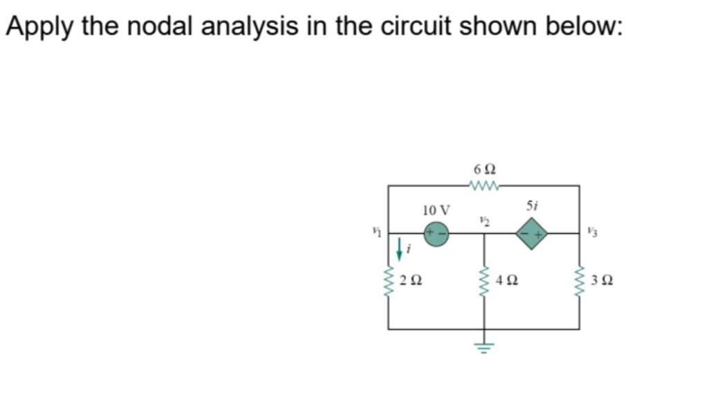[Solved]: Apply the nodal analysis in the circuit shown bel