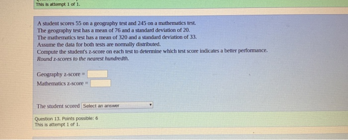 Solved This Is Attempt 1 Of 1 A Student Scores 55 On A | Chegg.com