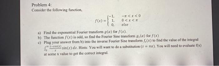 Solved Problem 4: Consider the following function, - | Chegg.com