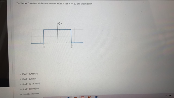 Solved The Fourier Transform of the time function with K | Chegg.com