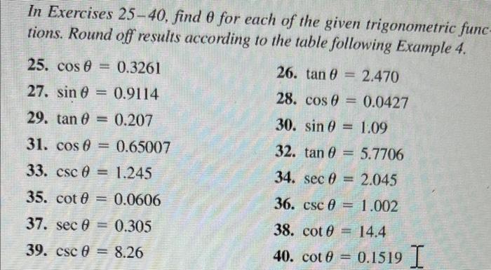 Solved In Exercises 25-40, find θ for each of the given | Chegg.com