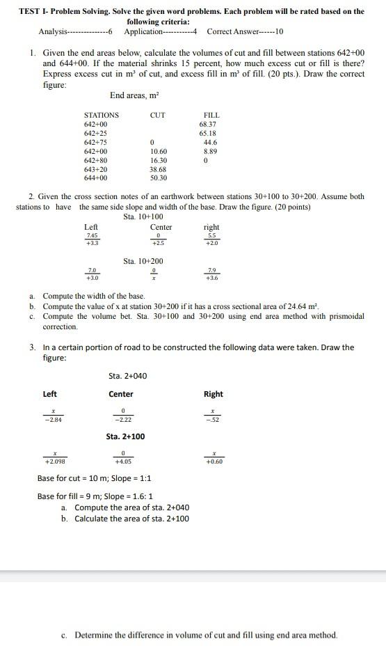 Solved TEST - Problem Solving. Solve the given word | Chegg.com