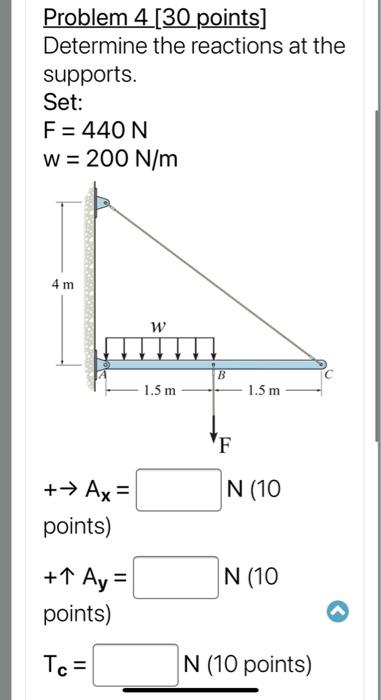 Solved Problem 4 30 Points Determine The Reactions At The