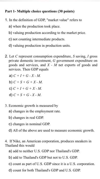 Solved Part 1- Multiple choice questions (30 points) 1. In | Chegg.com