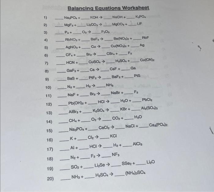 Solved 3) −P4+…O2→…P2O2 4) RbNO3+…BeF2→…Be(NO3)2+…PbF 5) | Chegg.com