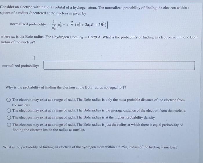 Solved Consider an electron within the 1s orbital of a | Chegg.com
