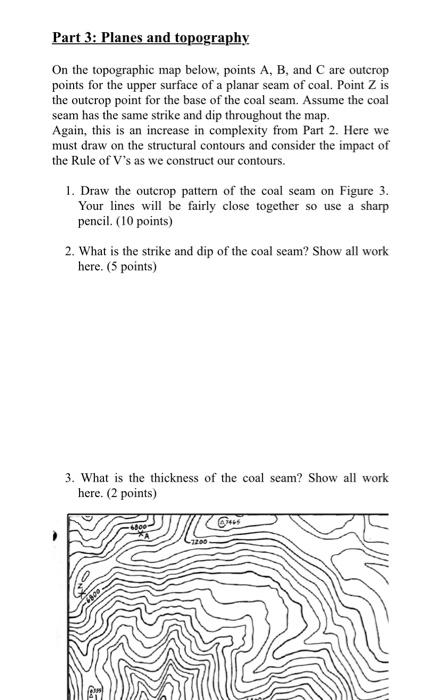 Solved Part 3: Planes And Topography On The Topographic Map | Chegg.com