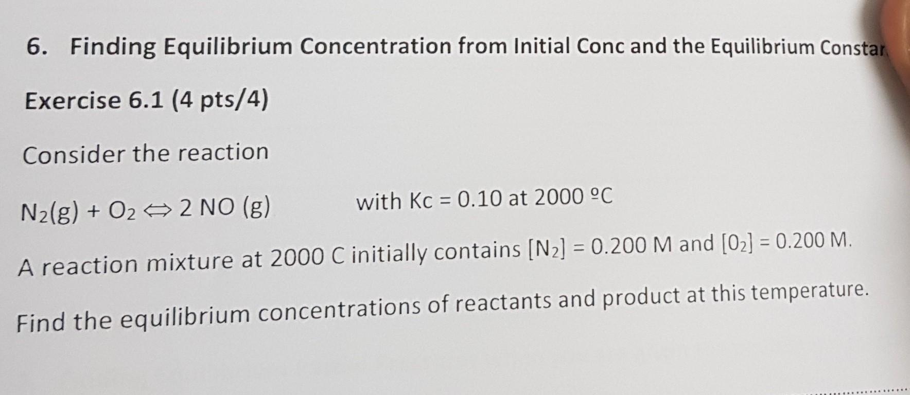 Solved 6. Finding Equilibrium Concentration From Initial | Chegg.com