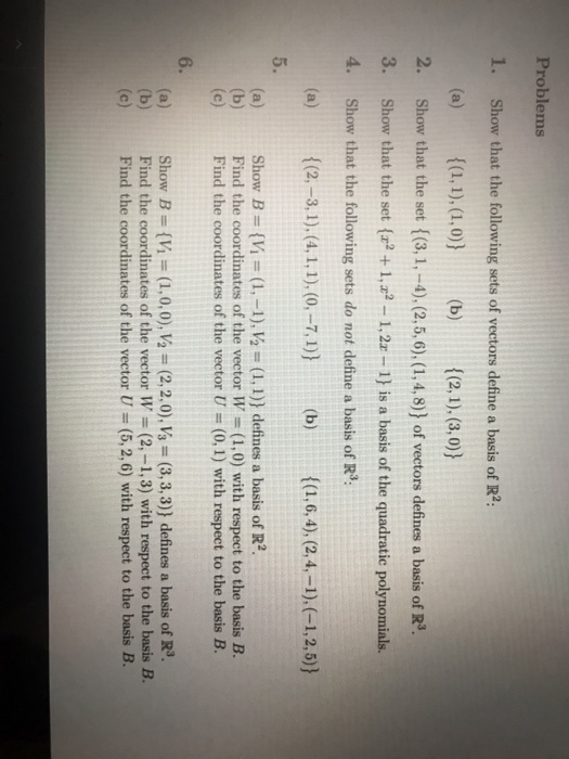 Solved Problems 1. 2. Show That The Following Sets Of | Chegg.com