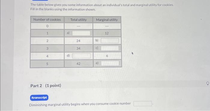 Solved The table below gives you some information about an | Chegg.com