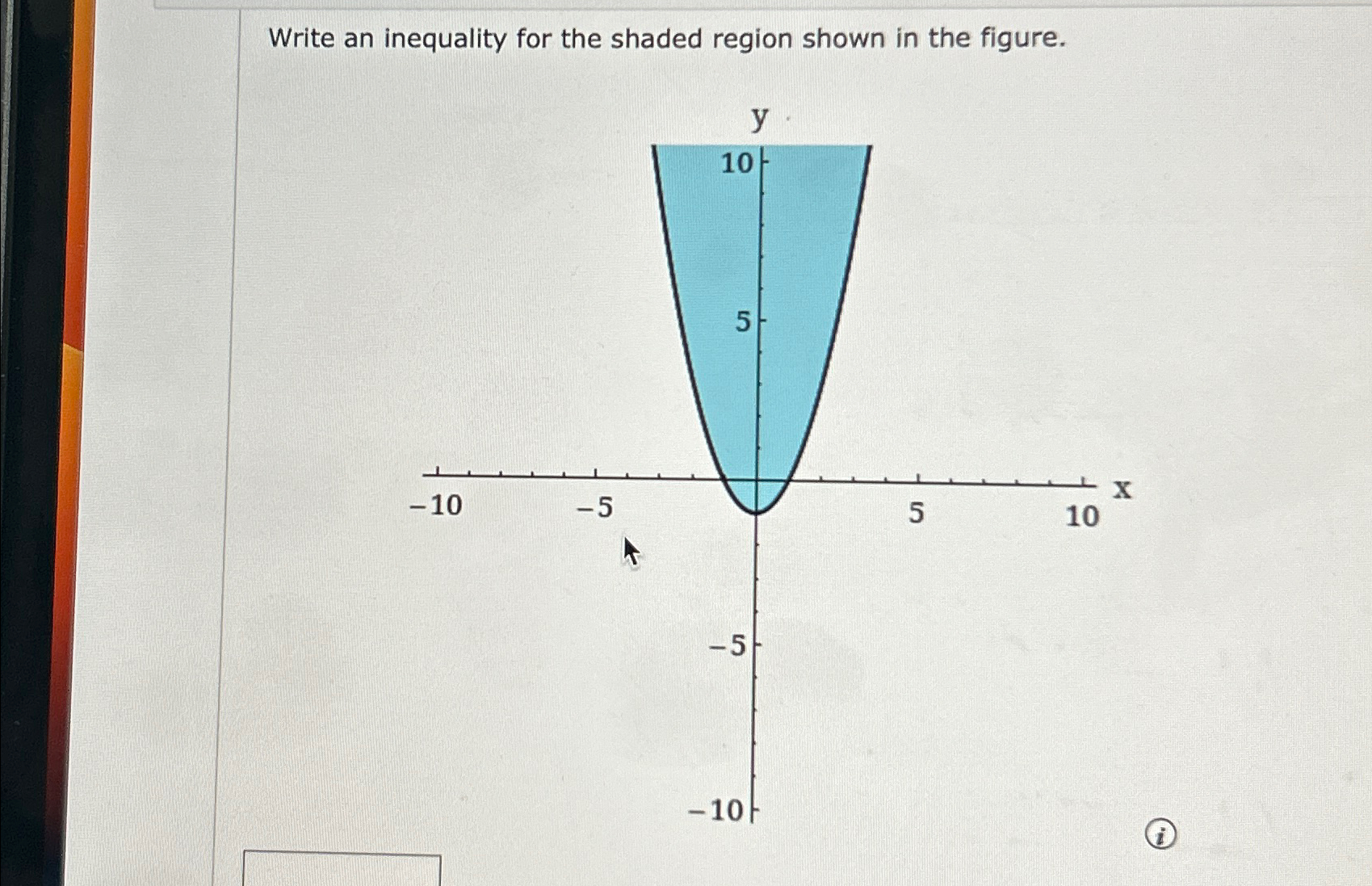 Solved Write an inequality for the shaded region shown in | Chegg.com