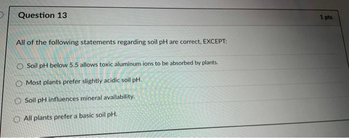Solved all of the following statements regarding soil pH are | Chegg.com