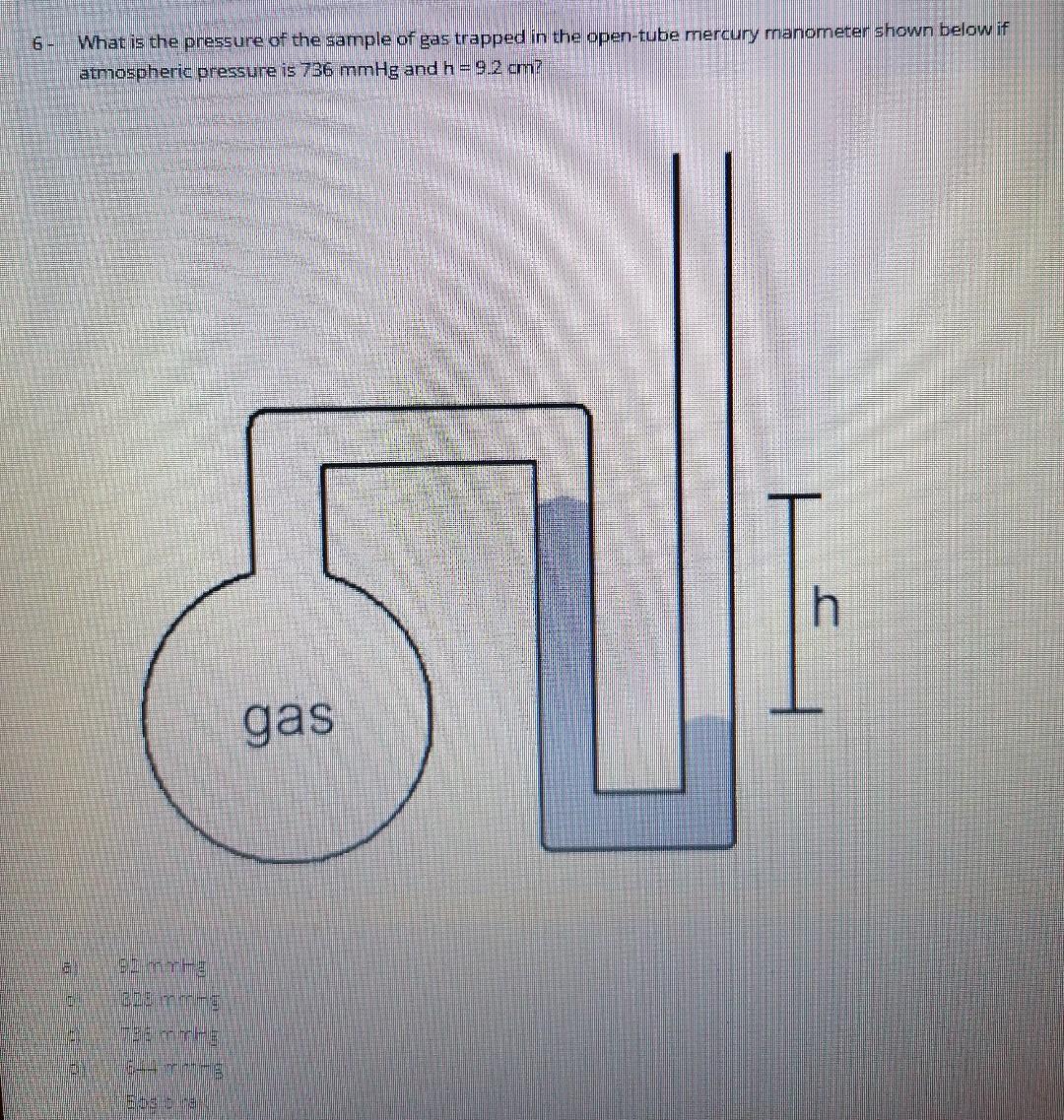 Solved What is the pressure of the sample of gas trapped in