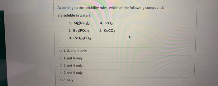 Solved According to the solubility rules, which of the | Chegg.com