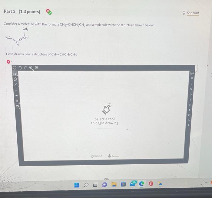 Solved Part 3 (1.3 Points) Consider A Molecule With The | Chegg.com