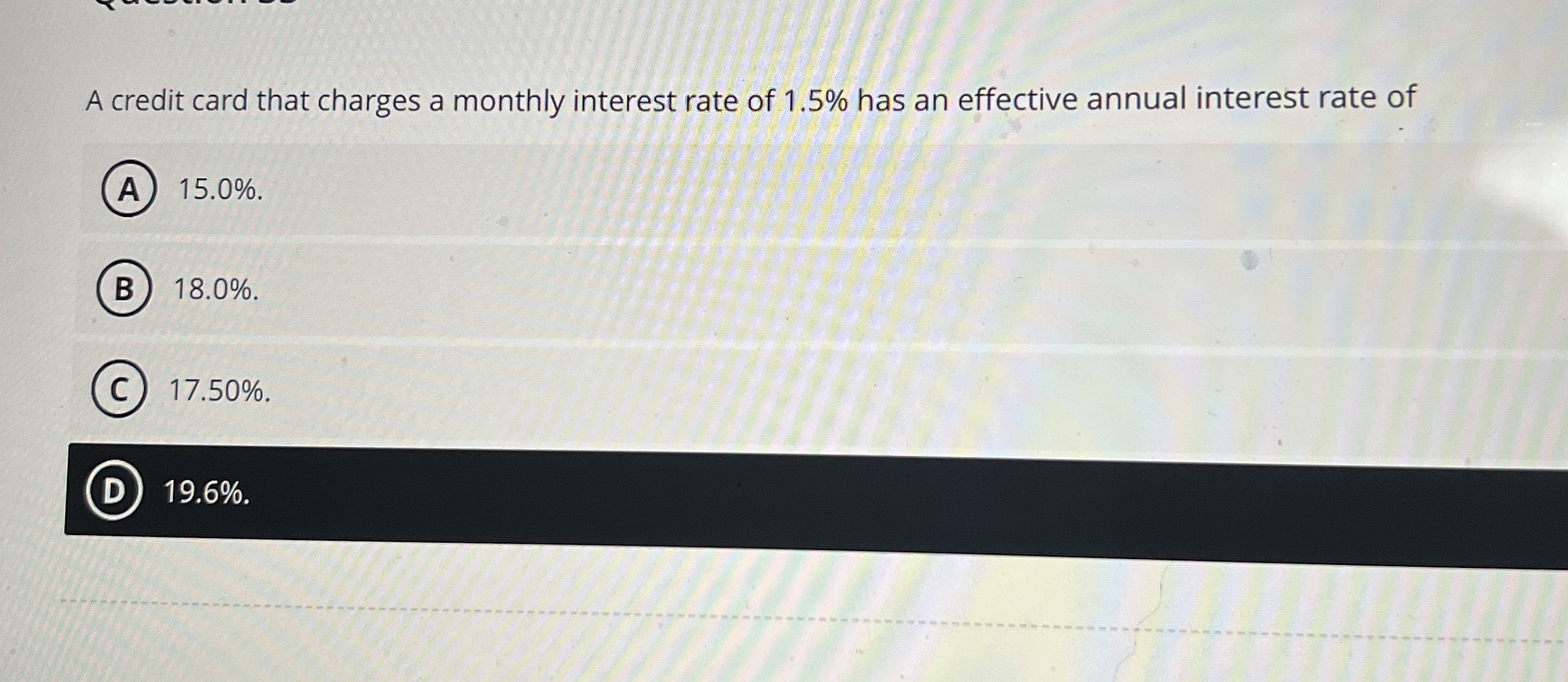 Solved A credit card that charges a monthly interest rate of | Chegg.com