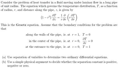 Solved Consider the problem of heat transfer in a fluid | Chegg.com