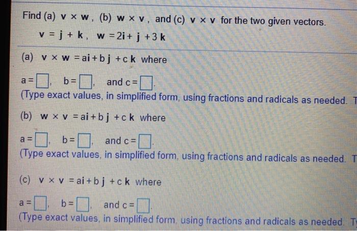 Solved Find A V Xw B W X Y And C V X V For The Two Chegg Com