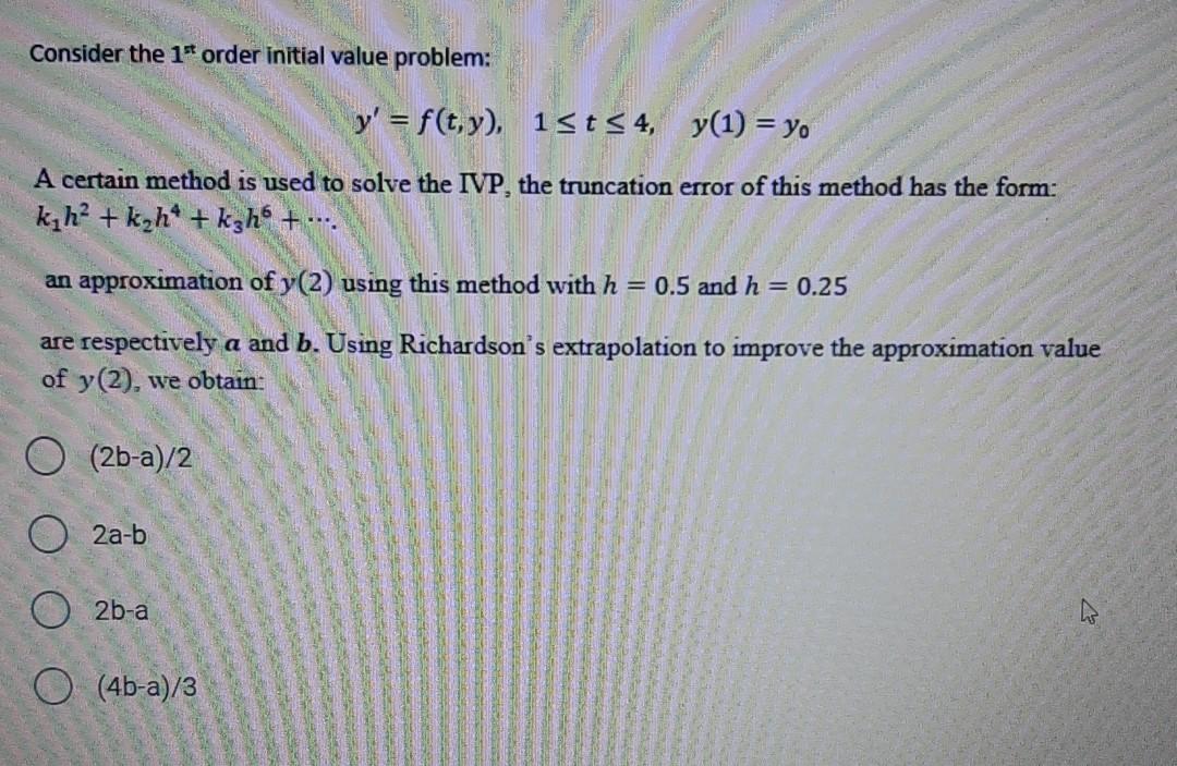Solved Consider the 1* order initial value problem: y' = | Chegg.com