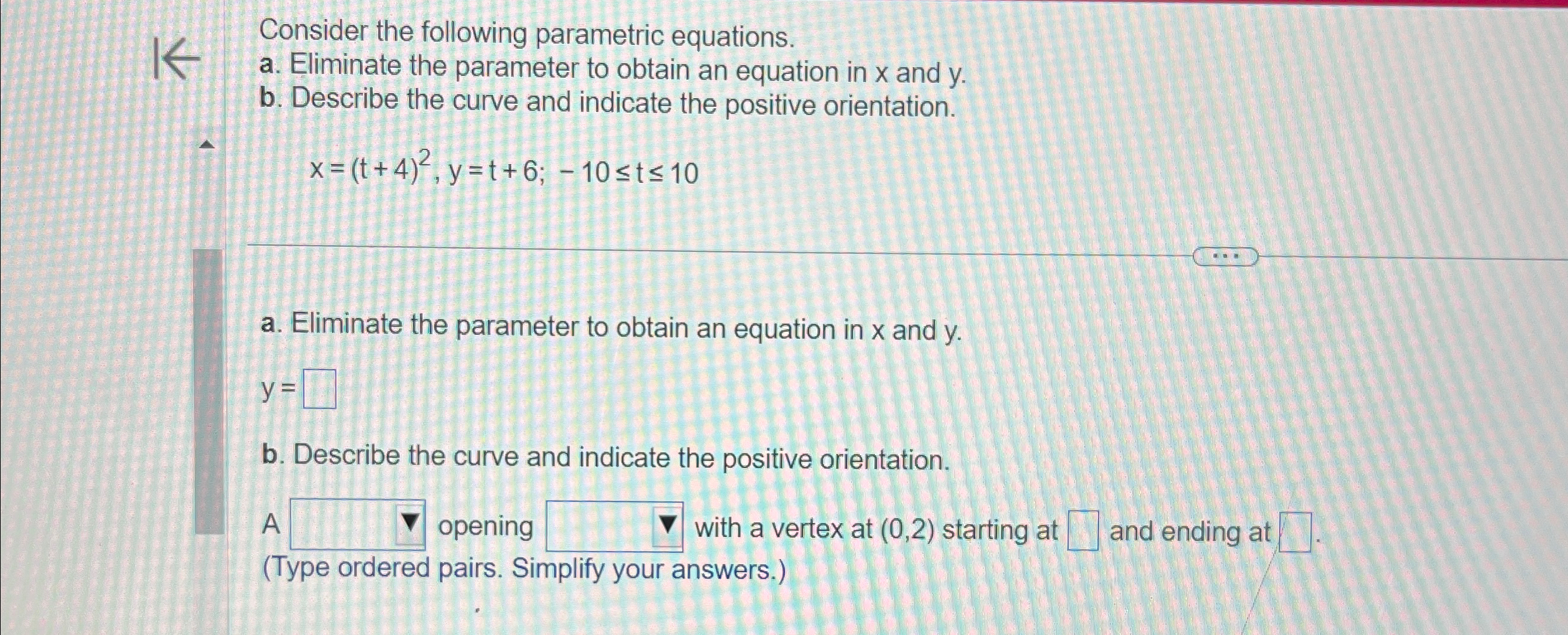 Solved Consider the following parametric equations.a. | Chegg.com