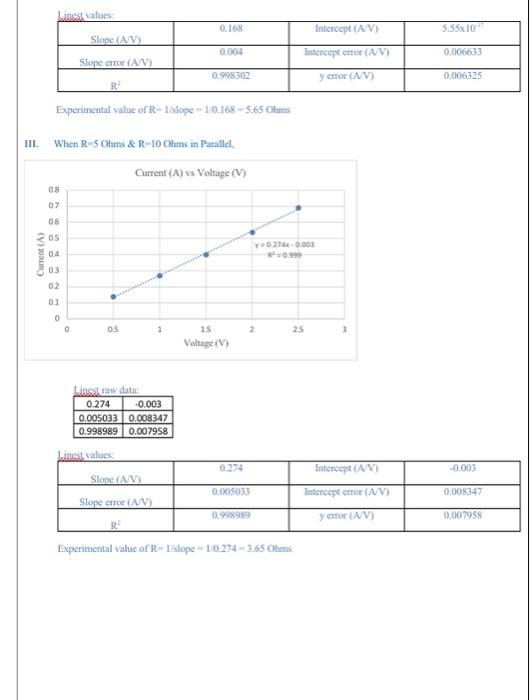 Solved IV. When R−5 Ohms \& R−10 Ohms in Series, | Chegg.com