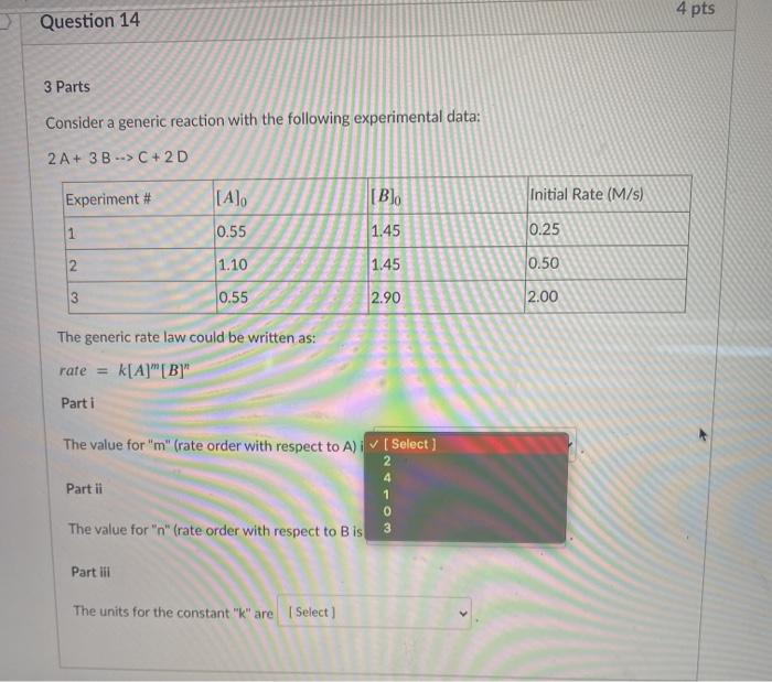 Solved Question 13 3 pts Consider the balanced reaction: 2 | Chegg.com