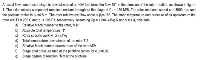 Solved An axial flow compressor stage is downstream of an | Chegg.com