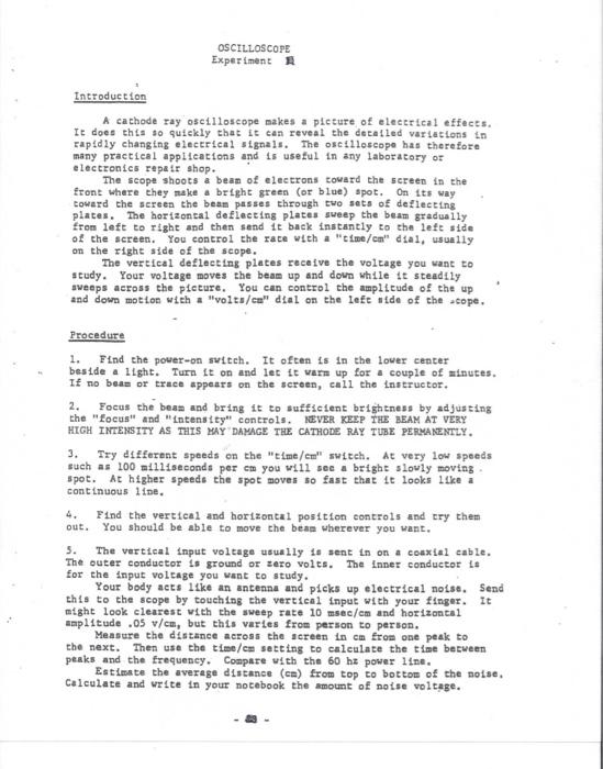 [Solved] Introduction OSCILLOSCOPE Experiment A cathode ray