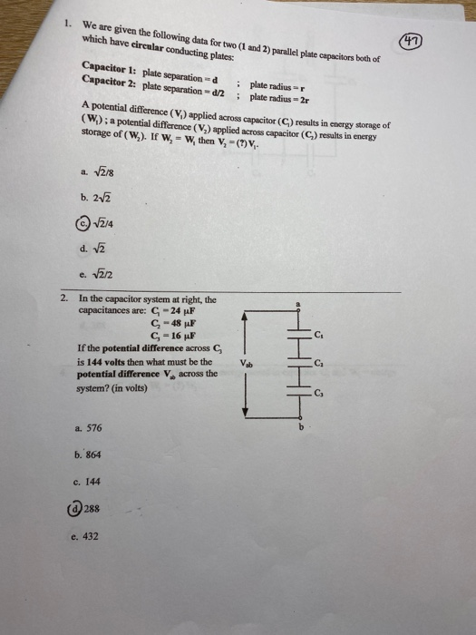 Solved 1. We are given the following data for two (1 and 2) | Chegg.com