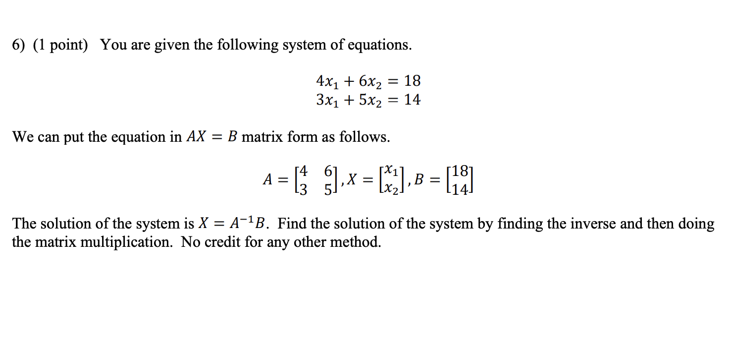 Solved (1 ﻿point) ﻿You are given the following system of | Chegg.com
