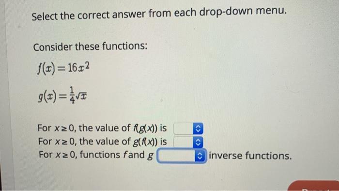 Solved Select the correct answer from each drop-down menu. | Chegg.com
