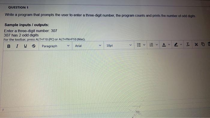 Solved QUESTION 1 Write a program that prompts the user to | Chegg.com