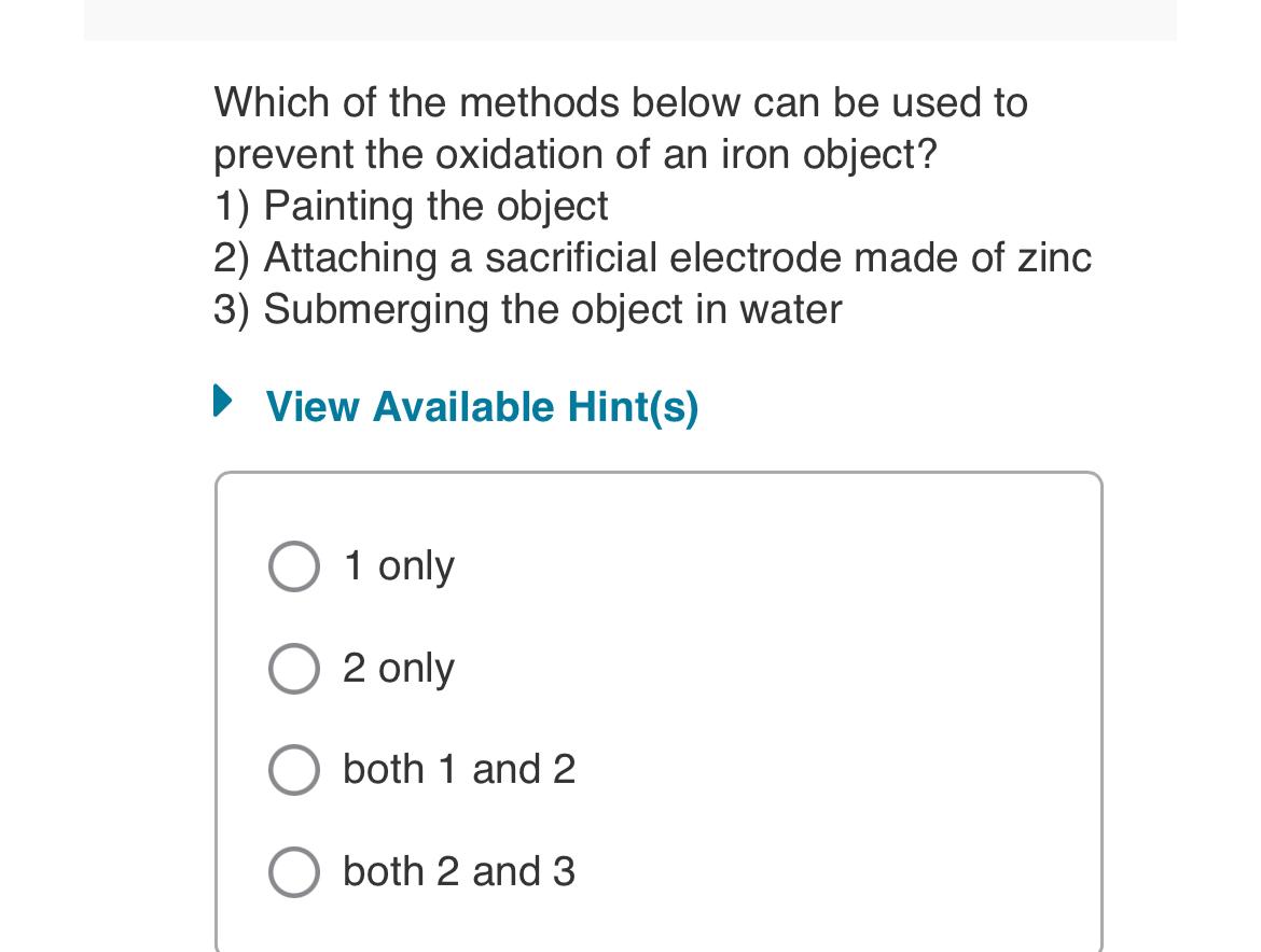 Solved Which of the methods below can be used to prevent the | Chegg.com